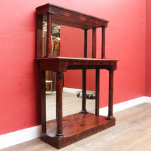 Load image into Gallery viewer, Antique Mahogany Mirror Back Display Stand Two Tier English. B12943