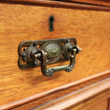 Load image into Gallery viewer, x SOLD Antique English Oak and Leather Twin Pedestal Office Desk with Nine Drawers and Brass Handles. B12073
