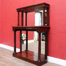 Load image into Gallery viewer, Antique Mahogany Mirror Back Display Stand Two Tier English. B12943