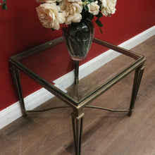 Load image into Gallery viewer, Wrought Iron Lamp Table with Bevelled Glass Insert – Gold-Toned Base. B12524