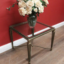 Load image into Gallery viewer, Wrought Iron Lamp Table with Bevelled Glass Insert – Gold-Toned Base. B12524