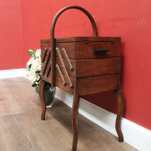 Load image into Gallery viewer, French Oak Sewing Caddy – Scissor-Action, Six Compartments, Carry Handle. B11876