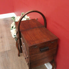 Load image into Gallery viewer, French Oak Sewing Caddy – Scissor-Action, Six Compartments, Carry Handle. B11876