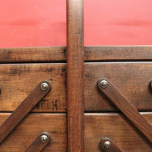 Load image into Gallery viewer, French Oak Sewing Caddy – Scissor-Action, Six Compartments, Carry Handle. B11876