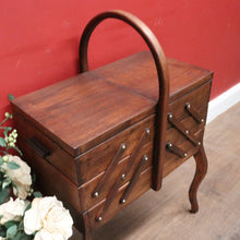 Load image into Gallery viewer, French Oak Sewing Caddy – Scissor-Action, Six Compartments, Carry Handle. B11876