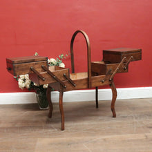 Load image into Gallery viewer, French Oak Sewing Caddy – Scissor-Action, Six Compartments, Carry Handle. B11876