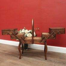 Load image into Gallery viewer, French Oak Sewing Caddy – Scissor-Action, Six Compartments, Carry Handle. B11876