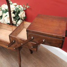 Load image into Gallery viewer, French Oak Sewing Caddy – Scissor-Action, Six Compartments, Carry Handle. B11876