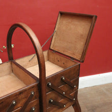 Load image into Gallery viewer, French Oak Sewing Caddy – Scissor-Action, Six Compartments, Carry Handle. B11876