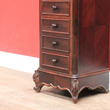 Load image into Gallery viewer, x SOLD French Rosewood Lingerie Chest Tall Narrow Drawer Cabinet Oak Lined. B12917