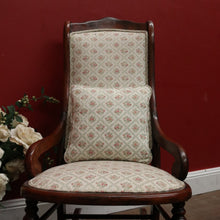 Load image into Gallery viewer, Vintage English Mahogany, Cream fabric with rose Floral detail Lades Rocking Chair. B12078