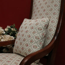 Load image into Gallery viewer, Vintage English Mahogany, Cream fabric with rose Floral detail Lades Rocking Chair. B12078