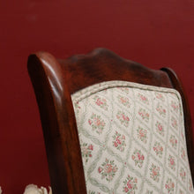 Load image into Gallery viewer, Vintage English Mahogany, Cream fabric with rose Floral detail Lades Rocking Chair. B12078