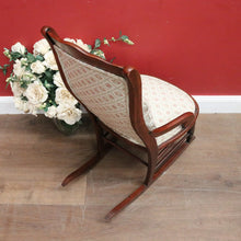 Load image into Gallery viewer, Vintage English Mahogany, Cream fabric with rose Floral detail Lades Rocking Chair. B12078