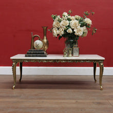 Load image into Gallery viewer, x SOLD Vintage Italian Coffee Table Marble Top Brass Floral Louis XV Style. B12945