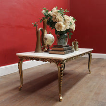 Load image into Gallery viewer, x SOLD Vintage Italian Coffee Table Marble Top Brass Floral Louis XV Style. B12945