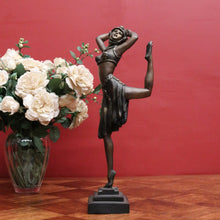 Load image into Gallery viewer, x SOLD Large Bronze-Look Dancing Lady Figurine – Art Deco Elegance – Vintage Sculpture. B12528