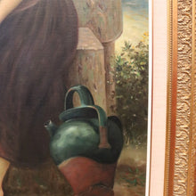 Load image into Gallery viewer, Framed Oil on Board, European Girl Sitting at the Well, Signed to the bottom right. B12070