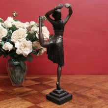Load image into Gallery viewer, x SOLD Large Bronze-Look Dancing Lady Figurine – Art Deco Elegance – Vintage Sculpture. B12528
