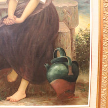 Load image into Gallery viewer, Framed Oil on Board, European Girl Sitting at the Well, Signed to the bottom right. B12070