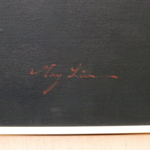 Load image into Gallery viewer, x SOLD Oil on Board Chinese Woman with a Fan, in a gilt gold-coloured Frame. Chinese Girl. Signed May Lin.B12069