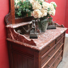 Load image into Gallery viewer, Antique French Oak Marble Top Dressing Table Chest with Mirror. B12916