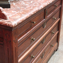 Load image into Gallery viewer, Antique French Oak Marble Top Dressing Table Chest with Mirror. B12916