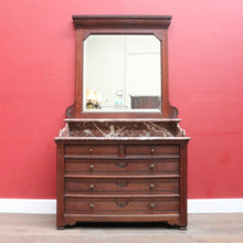 Load image into Gallery viewer, Antique French Oak Marble Top Dressing Table Chest with Mirror. B12916