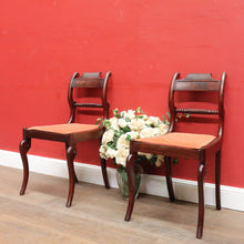 Load image into Gallery viewer, Pair Antique English George IV Mahogany Side Chairs Cane Seats. B12946