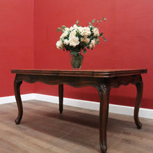 Load image into Gallery viewer, x SOLD Antique French Oak Parquetry Top Dining Table with Extension Leaves & Scroll Feet. B12492