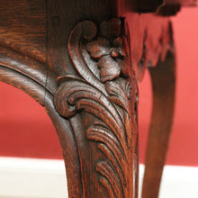 Load image into Gallery viewer, x SOLD Antique French Oak Parquetry Top Dining Table with Extension Leaves & Scroll Feet. B12492