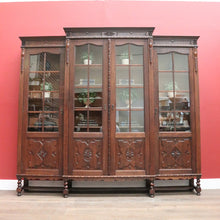 Load image into Gallery viewer, x SOLD Antique French Oak Four-Door Breakfront Bookcase or China Cabinet, Spiral Legs. B11471