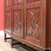 Load image into Gallery viewer, x SOLD Antique French Oak Four-Door Breakfront Bookcase or China Cabinet, Spiral Legs. B11471