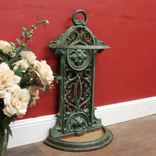 Load image into Gallery viewer, x SOLD Antique English Cast Iron Umbrella Stand with Handle & Scrollwork Fretwork. B12527