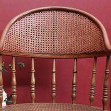 Load image into Gallery viewer, Antique English Oak Bentwood Office Chair Cane Seat Swivel Tilt Adjustable. B12948