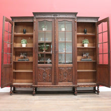 Load image into Gallery viewer, x SOLD Antique French Oak Four-Door Breakfront Bookcase or China Cabinet, Spiral Legs. B11471