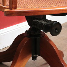 Load image into Gallery viewer, Antique English Oak Bentwood Office Chair Cane Seat Swivel Tilt Adjustable. B12948