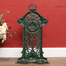 Load image into Gallery viewer, x SOLD Antique English Cast Iron Umbrella Stand with Handle & Scrollwork Fretwork. B12527