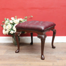 Load image into Gallery viewer, Antique English Mahogany Bedroom Stool c1940 Burgundy Leather Seat. B12920