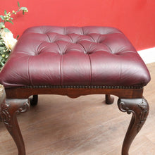 Load image into Gallery viewer, Antique English Mahogany Bedroom Stool c1940 Burgundy Leather Seat. B12920