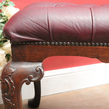 Load image into Gallery viewer, Antique English Mahogany Bedroom Stool c1940 Burgundy Leather Seat. B12920