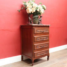 Load image into Gallery viewer, x SOLD Vintage French Oak Lingerie Chest Tall Four Drawer Cabinet. B12825