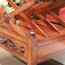 Load image into Gallery viewer, Antique English Mahogany Music Canterbury – X-Frame Dividers, Drawer & Brass Castors. B12539