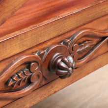 Load image into Gallery viewer, Antique English Mahogany Music Canterbury – X-Frame Dividers, Drawer & Brass Castors. B12539