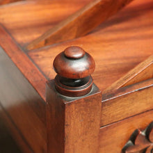 Load image into Gallery viewer, Antique English Mahogany Music Canterbury – X-Frame Dividers, Drawer & Brass Castors. B12539