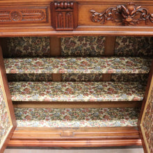 Load image into Gallery viewer, Antique French Walnut Three Door Sideboard Carved Detail Brass Escutcheons. B12926