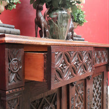 Load image into Gallery viewer, Antique French Oak Gothic Revival Sideboard c1850s Carved Panels. B12779