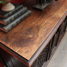 Load image into Gallery viewer, Antique French Oak Gothic Revival Sideboard c1850s Carved Panels. B12779
