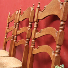Load image into Gallery viewer, x SOLD Set of Six (6) Vintage French Oak Dining or Kitchen Chairs with Rush Seats. B12042