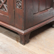 Load image into Gallery viewer, Antique French Oak Gothic Revival Sideboard c1850s Carved Panels. B12779